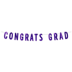 Foil Congrats Grad Streamer 5' Banner - Purple