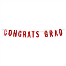 Foil Congrats Grad Streamer 5' Banner - Red