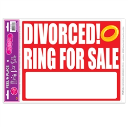 Divorced!  Ring For Sale Peel 'n Place Cling