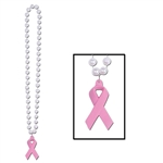 BEADS WITH PINK RIBBON MEDALLION