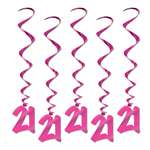 "21" WHIRLS HANGING DECORATIONS - PINK