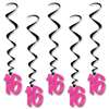 "16" Black and Cerise Hanging Whirls 