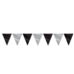 BLACK AND SILVER PENNANT BANNER