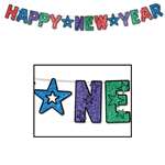 HAPPY NEW YEAR 8.5' GLITTER BANNER