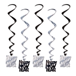Black and Silver "Happy New Year" Party Swirls