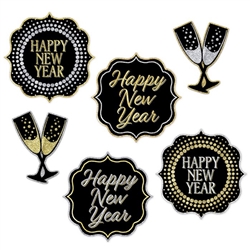 Happy New Year Black/Gold/Silver Cutouts