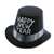 BLACK HI-HAT WITH SILVER GLITTER HAPPY NEW YEAR