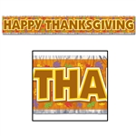 Happy Thanksgiving Metallic Banner 8 Inches By 5 Feet