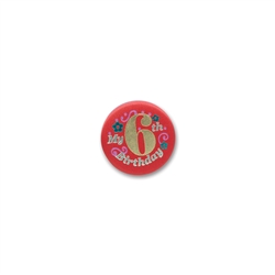 IM 6 YEARS OLD TODAY RED SATIN BUTTON