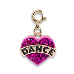 Gold Glitter Dance Heart Charm It Charm