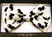 White Bowtie with Black Moustaches