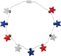 Patriotic Pride Jumbo Flashing  Stars Necklace - Light Up