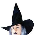 TAFFETA WITCH HAT WITH HAIR