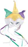 PURPLE  GREEN  AND GOLD JESTER HEADBAND HALF MASK