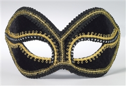 Black Venetian Mask w/ Gold Outline