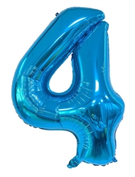 Blue Number 4 - 34" Foil Balloon