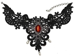 Lace Necklace With Faux Jewels