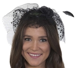 Flower Headband with Feathers and Polka Dot Veil