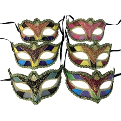 Venetian Glitter Masquerade Mask - Assorted