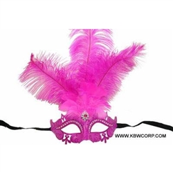 Hot Pink Feather Mask