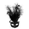 Black Venetian Mask with Feathers