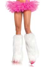 Furry Lurex White Leg Warmers