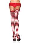 STRIPED THIGH HIGHS RD/WH ONE SIZE