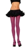 Nylon Striped Tights - Black and Pink