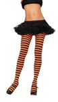 Nylon Striped Tights - Black and Orange