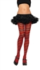 Nylon Striped Tights - Black and Red