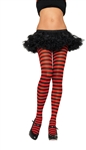 Nylon Striped Tights - Black and Red