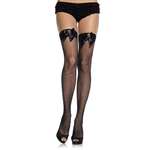 FISHNET THIGH HIGHS WITH RHINESTONES AND SKULL BOW