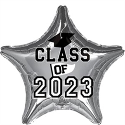 Class of 2023 18" Star Foil Balloon - Silver