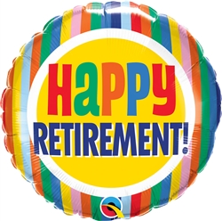 Retirement Colorful Stripes 18" Foil Balloon