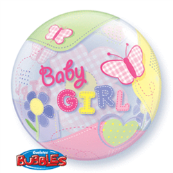 Baby Girl Butterfly 22 Inch Bubble Balloon