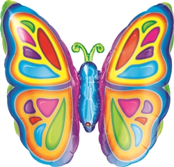 Bright Butterfly Shaped Mylar Balloon