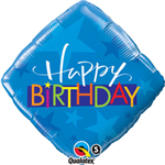 Blue Birthday Diamond Mylar Balloon