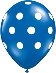 Big Polka Dots Sapphire Blue Latex Balloons (11 in)