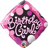 Birthday Girl Pink and Black Mylar Balloon