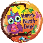Happy Birthday Owl Mylar Balloon