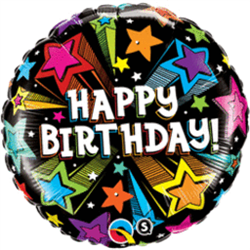 Birthday Colorful Stars Mylar Balloon