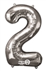 Silver "2" Shaped Mylar Balloon 