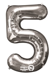 Silver "5" Shaped Mylar Balloon