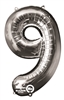 Silver "9" Shaped Mylar Balloon