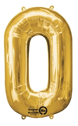 Gold "0" Shaped Mylar Balloon