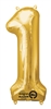 Gold "1" Shaped Mylar Balloon