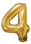 Gold "4" Shaped Mylar Balloon 