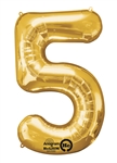 Gold "5" Shaped Mylar Balloon 