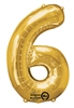 Gold "6" Shaped Mylar Balloon 