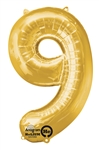 Gold "9" Shaped Mylar Balloon 